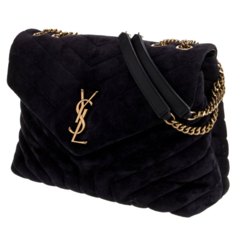 YSL Dark Navy Suede LouLou Two Way Bag - Picture 3 of 6